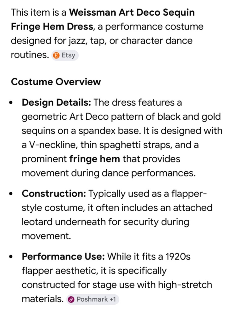 Dance Costume | Black Fringe Flapper Costume with Gold Geometric Sequin Panels - Picture 4 of 16
